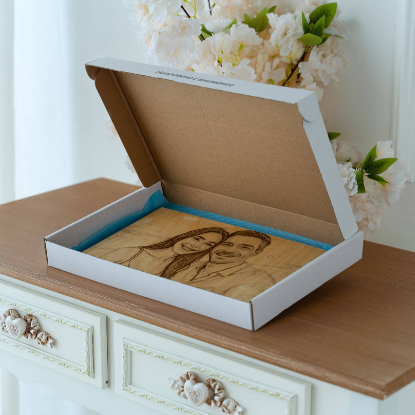 Персонализирана гравирана снимка на снимка в кутия