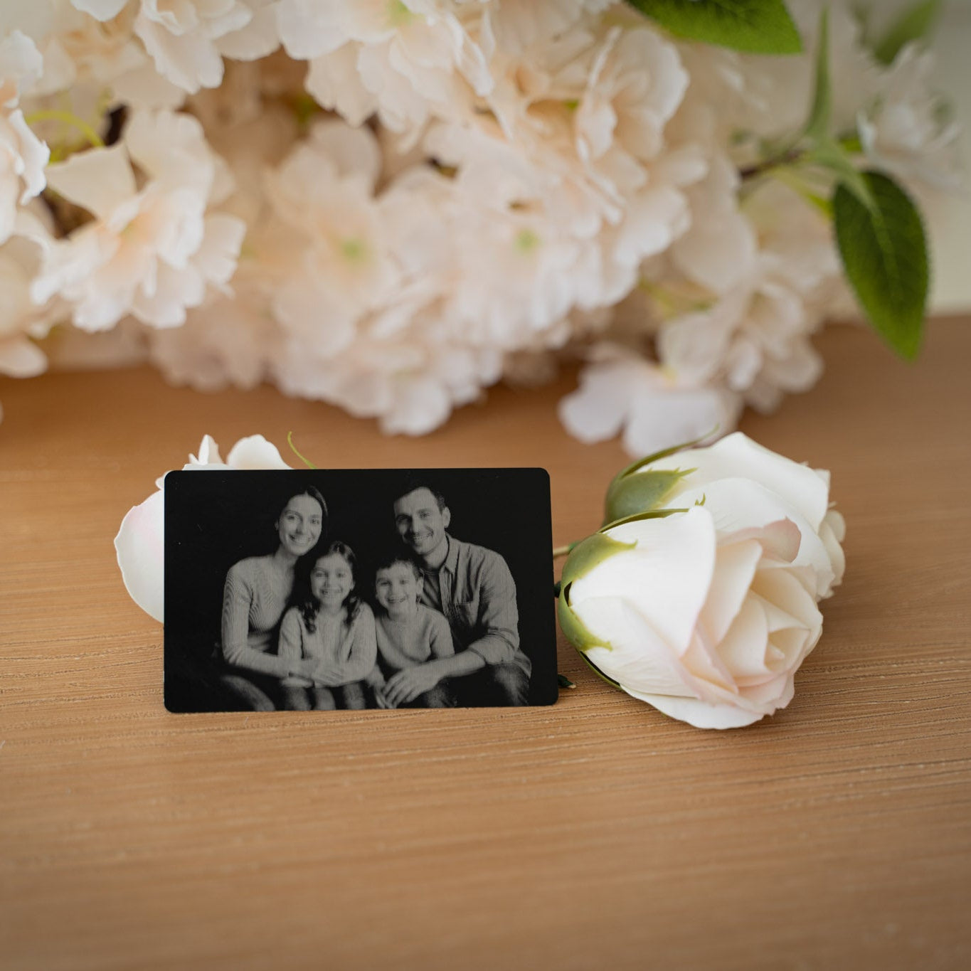 Персонализирана гравирана снимка на снимка за портфейл от алуминии