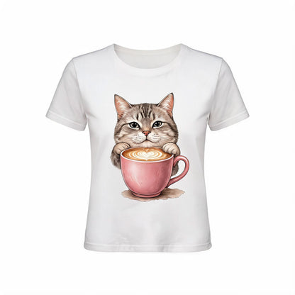 Cat And Coffee - White Background