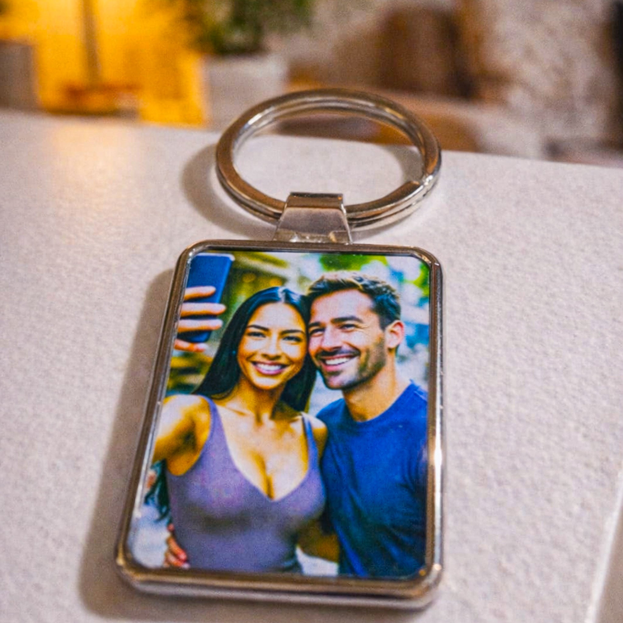 индивидуални персонализирани ключодържатели по снимка – сърце, кръг и правоъгълна форма