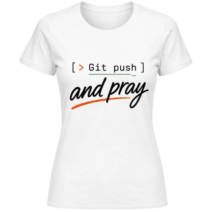 git push and pray mockup - woman